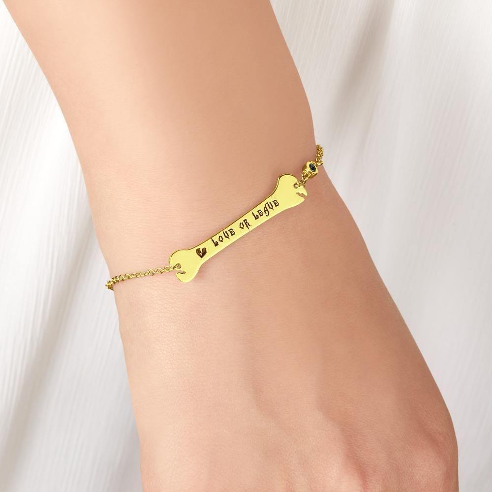 Custom Bracelet Name Bracelet Bone Bar Bracelet with Broken Heart Gifts 14k Gold Plated Silver