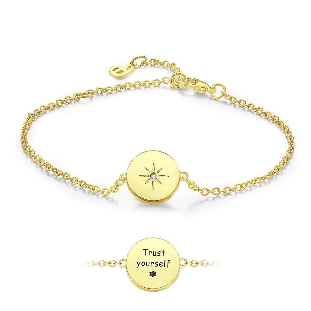 Engraved Bracelet with Sunshine Bracelet Gift for Her Rose Gold Plated