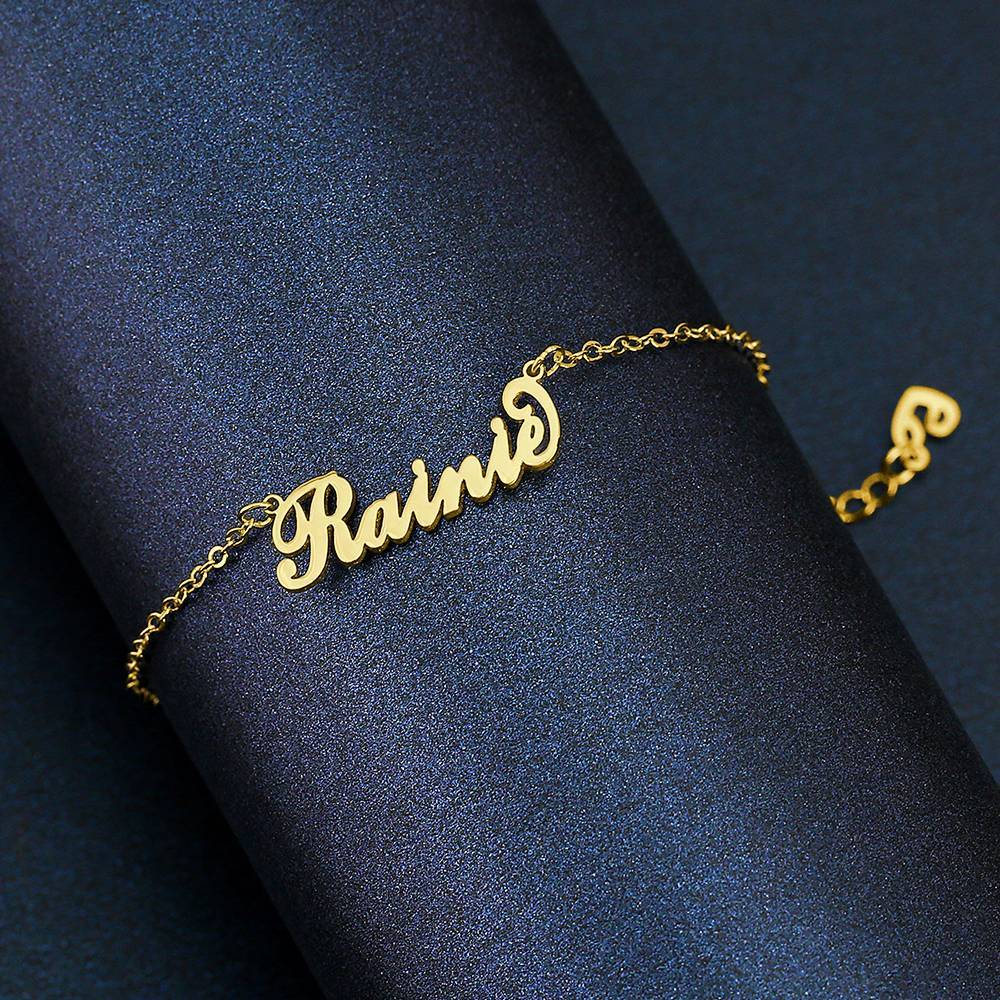 Children's Name Anklet 14K Gold Plated - Length Adjustable