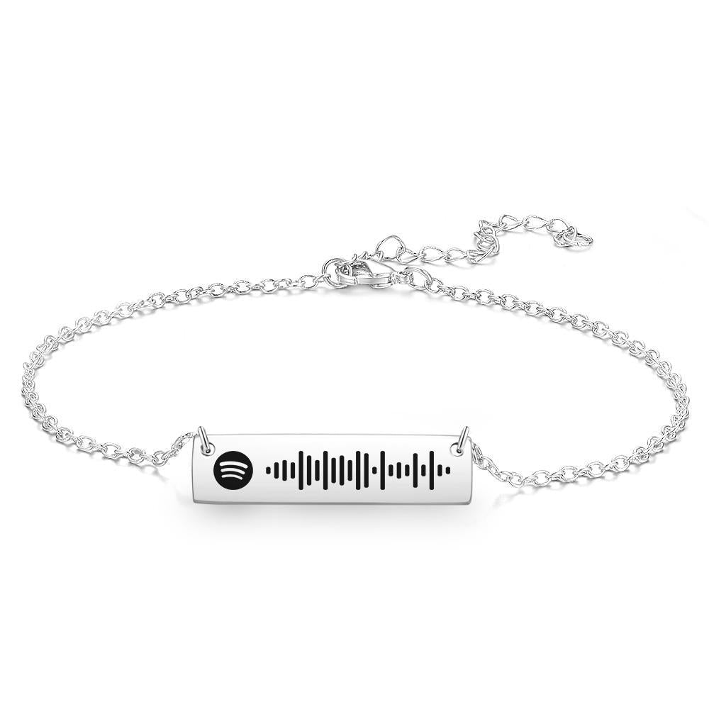 Scannable Spotify Code Anklet Engraved Bar Anklet Golden Color Gifts for Valentine's Day