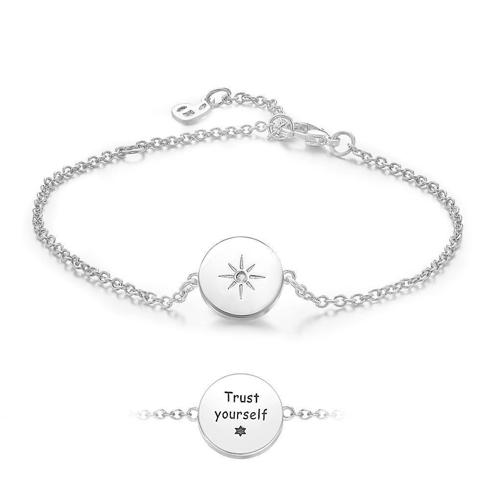 Engraved Bracelet with Sunshine Bracelet Gift for Her Rose Gold Plated
