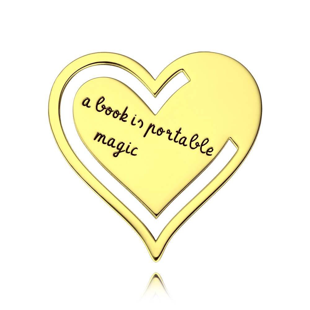 Personalised Engraved Heart-shaped Bookmark - Golden