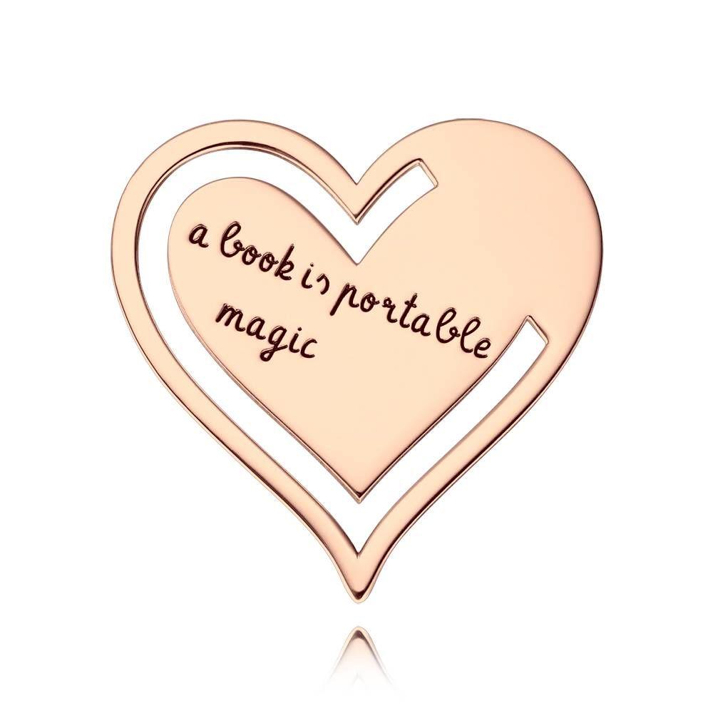 Personalised Engraved Heart-shaped Bookmark - Golden