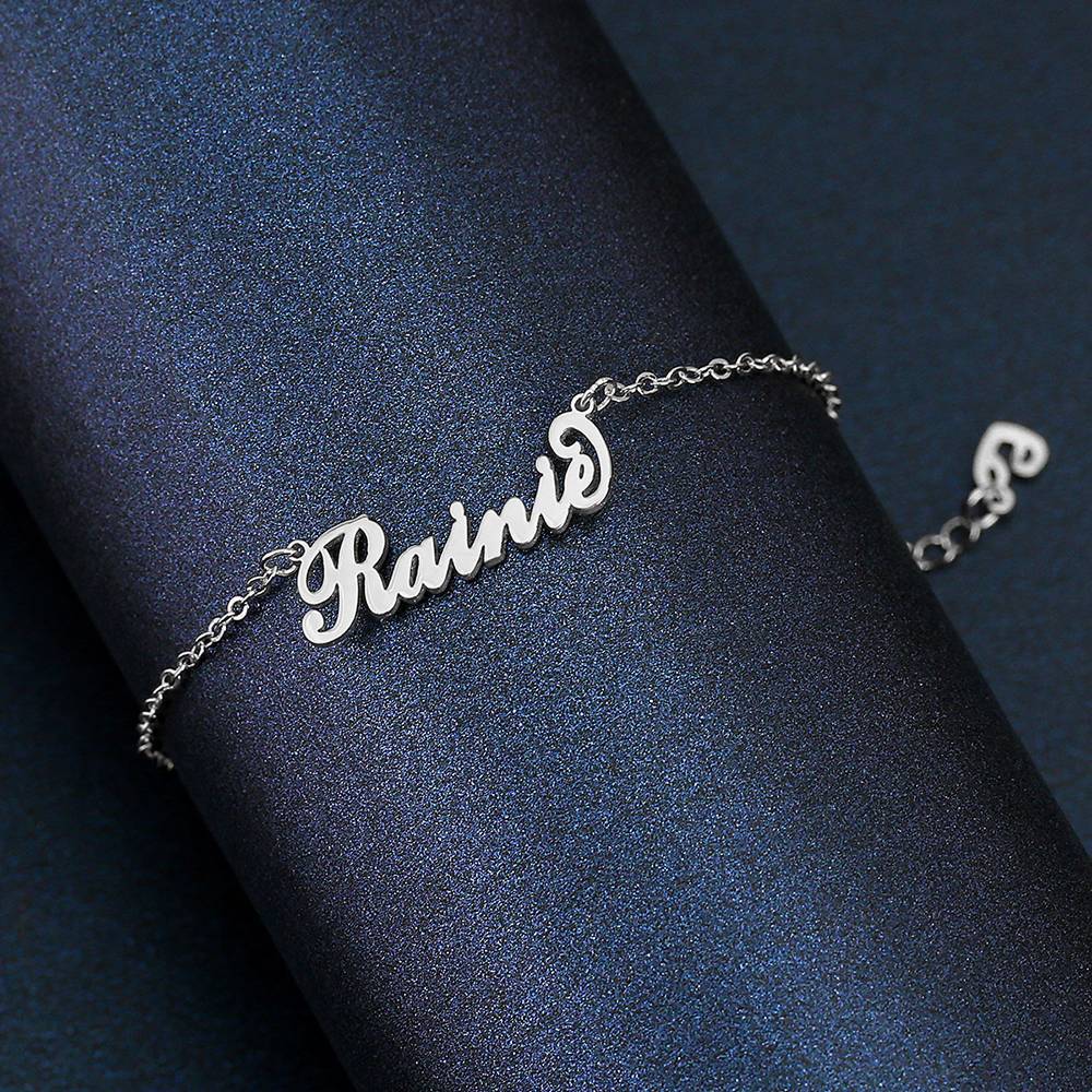 Children's Name Anklet Platinum Plated - Length Adjustable