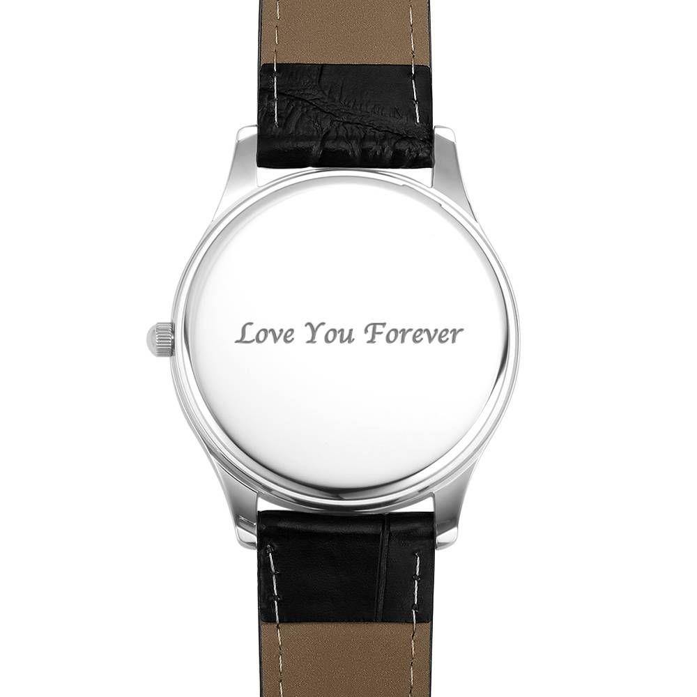 Women's Engraved Photo Watch 40mm Black Leather Strap - Sketch