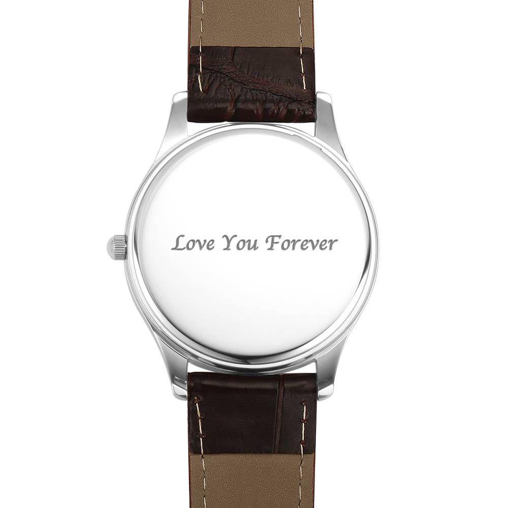 Women's Engraved Photo Watch 40mm Brown Leather Strap