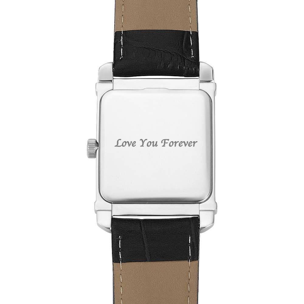 Women's Engraved Photo Watch 36.5*30mm Black Leather Strap - Sketch