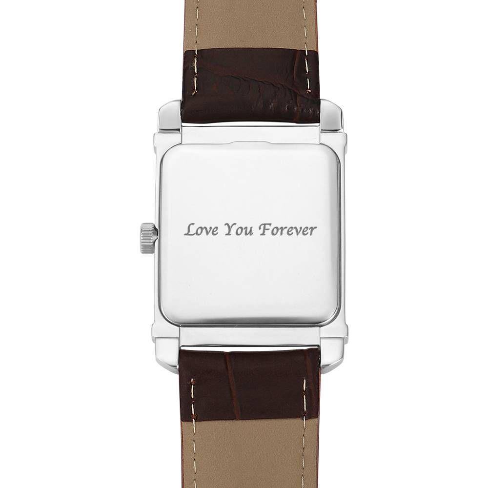 Women's Engraved Photo Watch 36.5*30mm Brown Leather Strap - Sketch