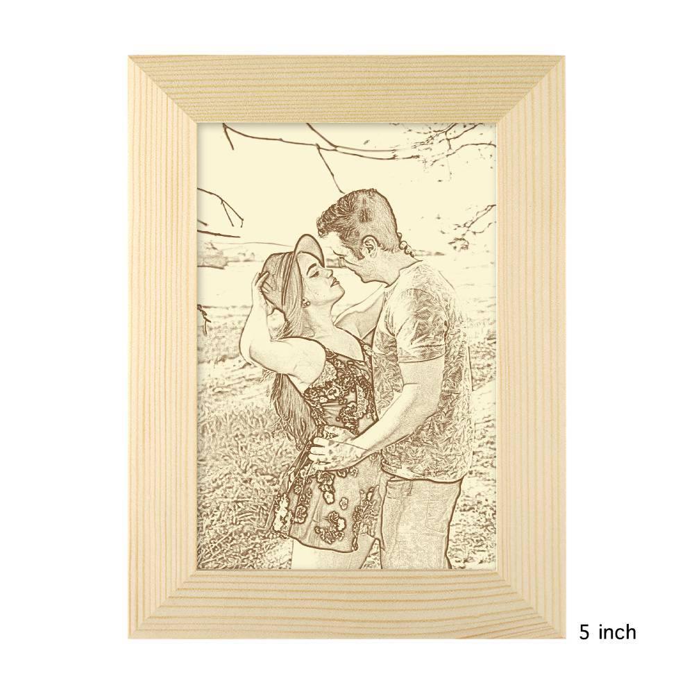 Wooden Custom Photo Frame Sketch Effect 5 Inches