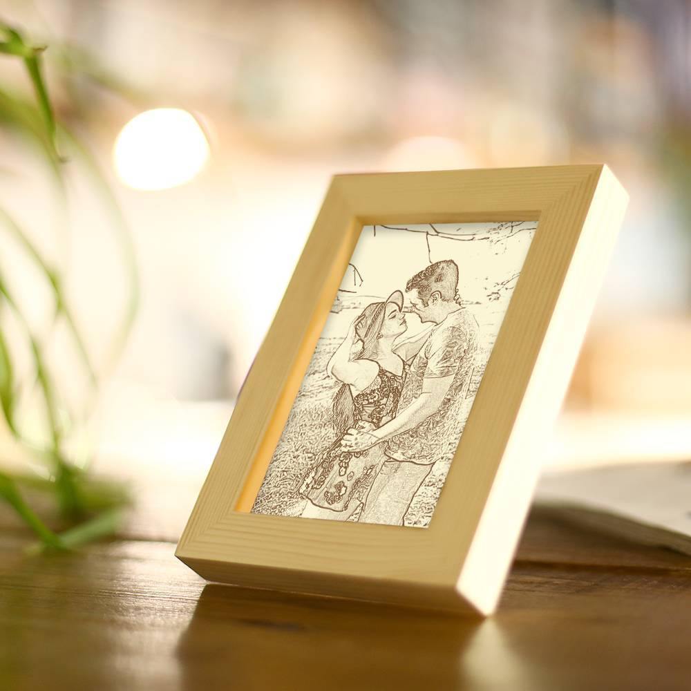 Wooden Custom Photo Frame Sketch Effect 5 Inches