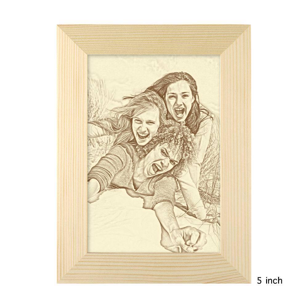 Wooden Custom Photo Frame Sketch Effect 5 Inches Best Friends