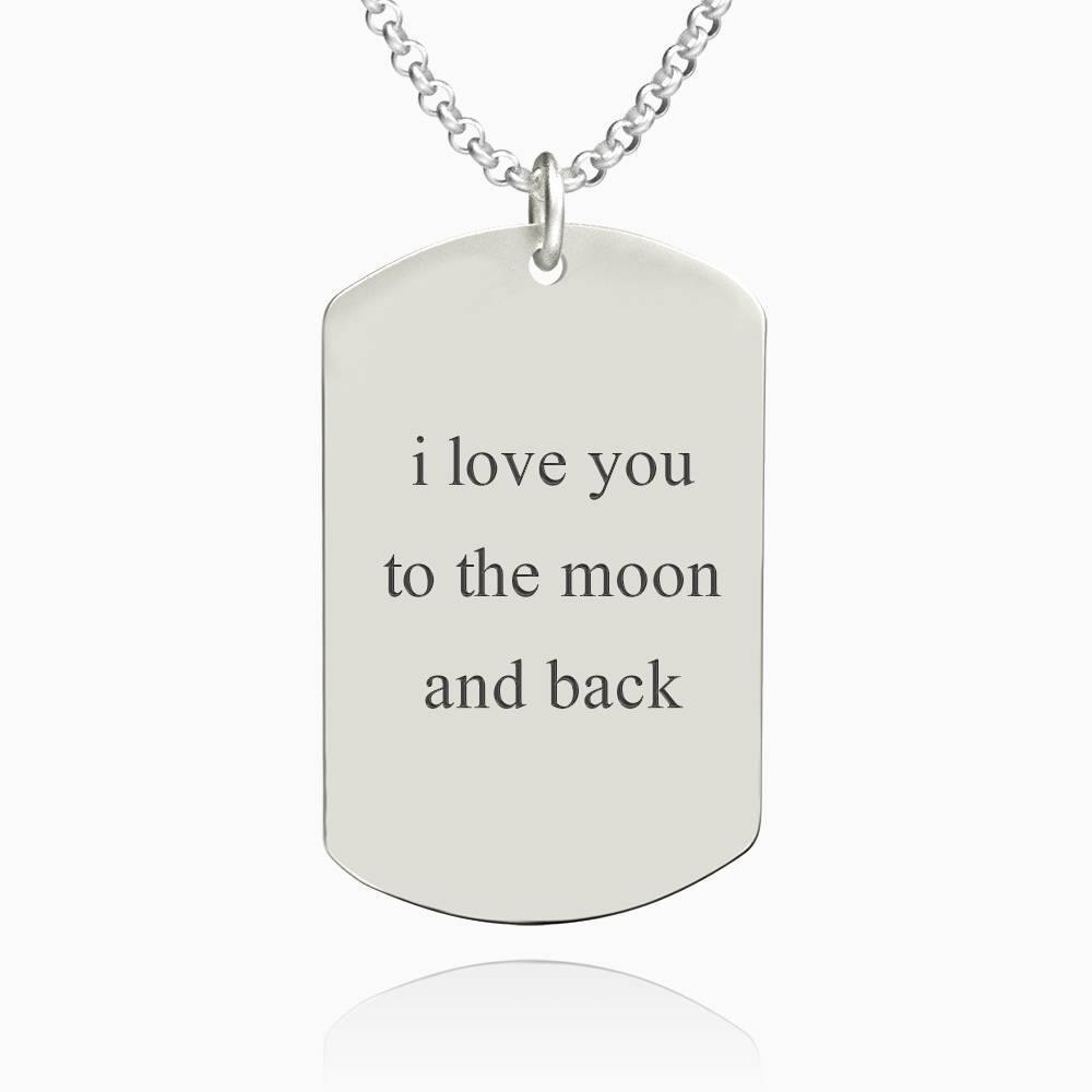 Women's Photo Engraved Tag Necklace with Engraving Silver