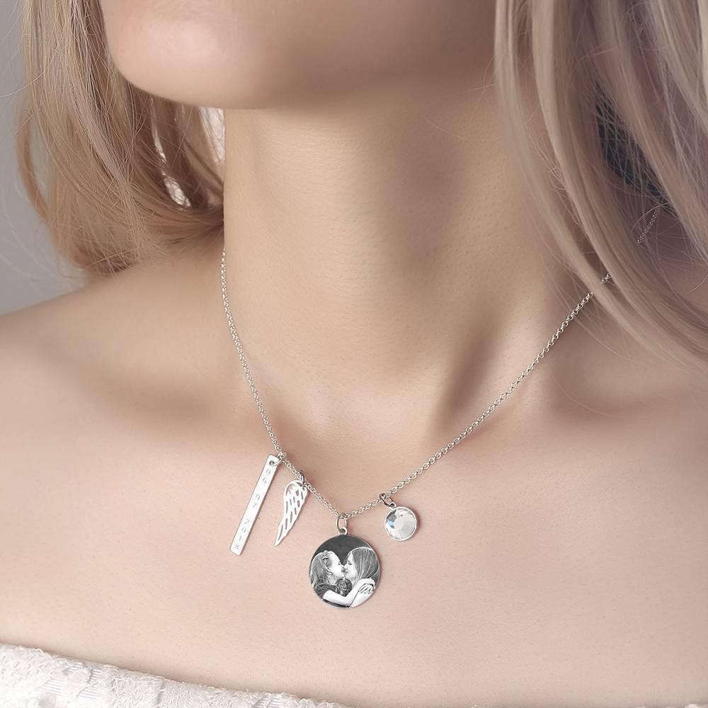 Women's Photo Engraved Tag Necklace with Engraving Silver