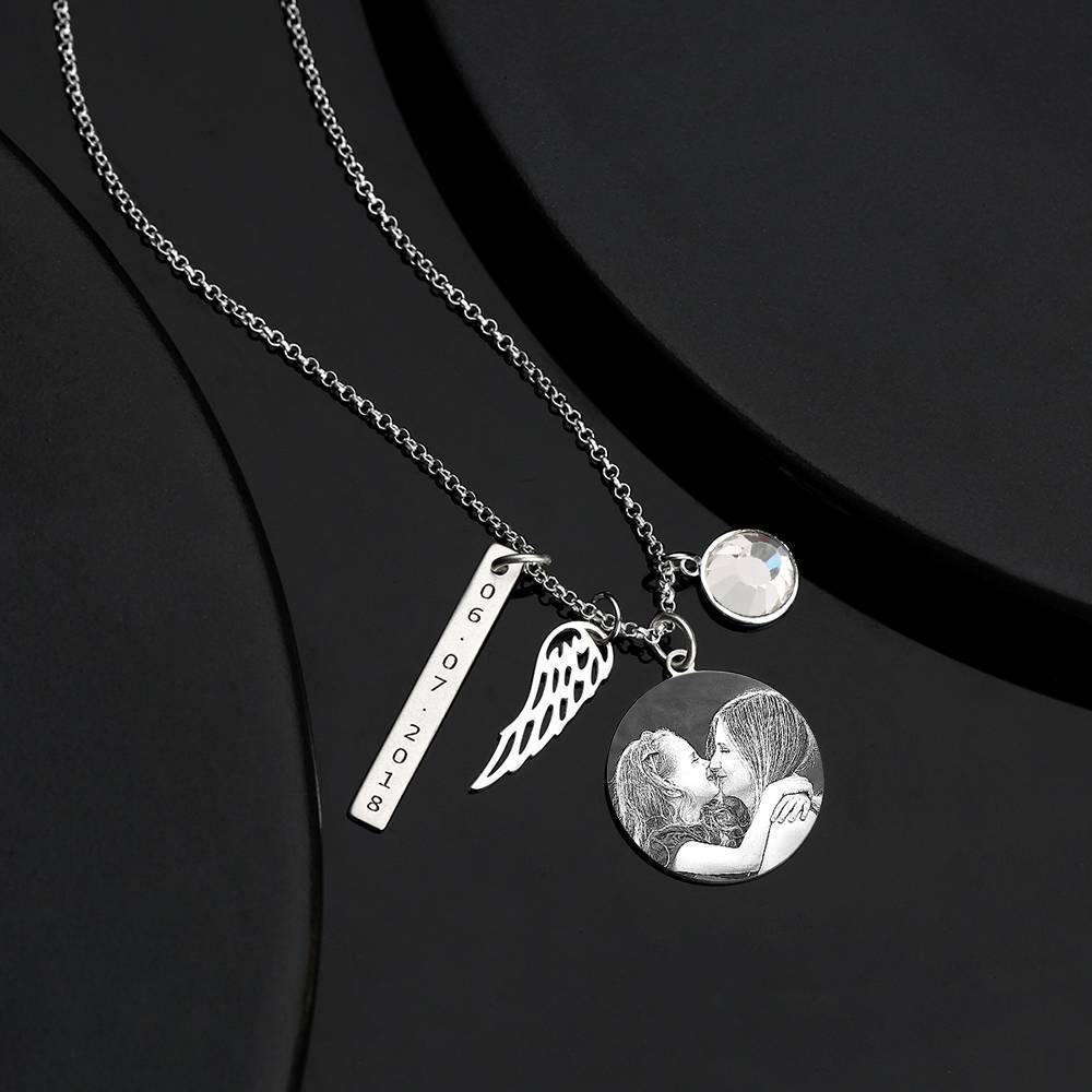 Women's Photo Engraved Tag Necklace with Engraving Silver