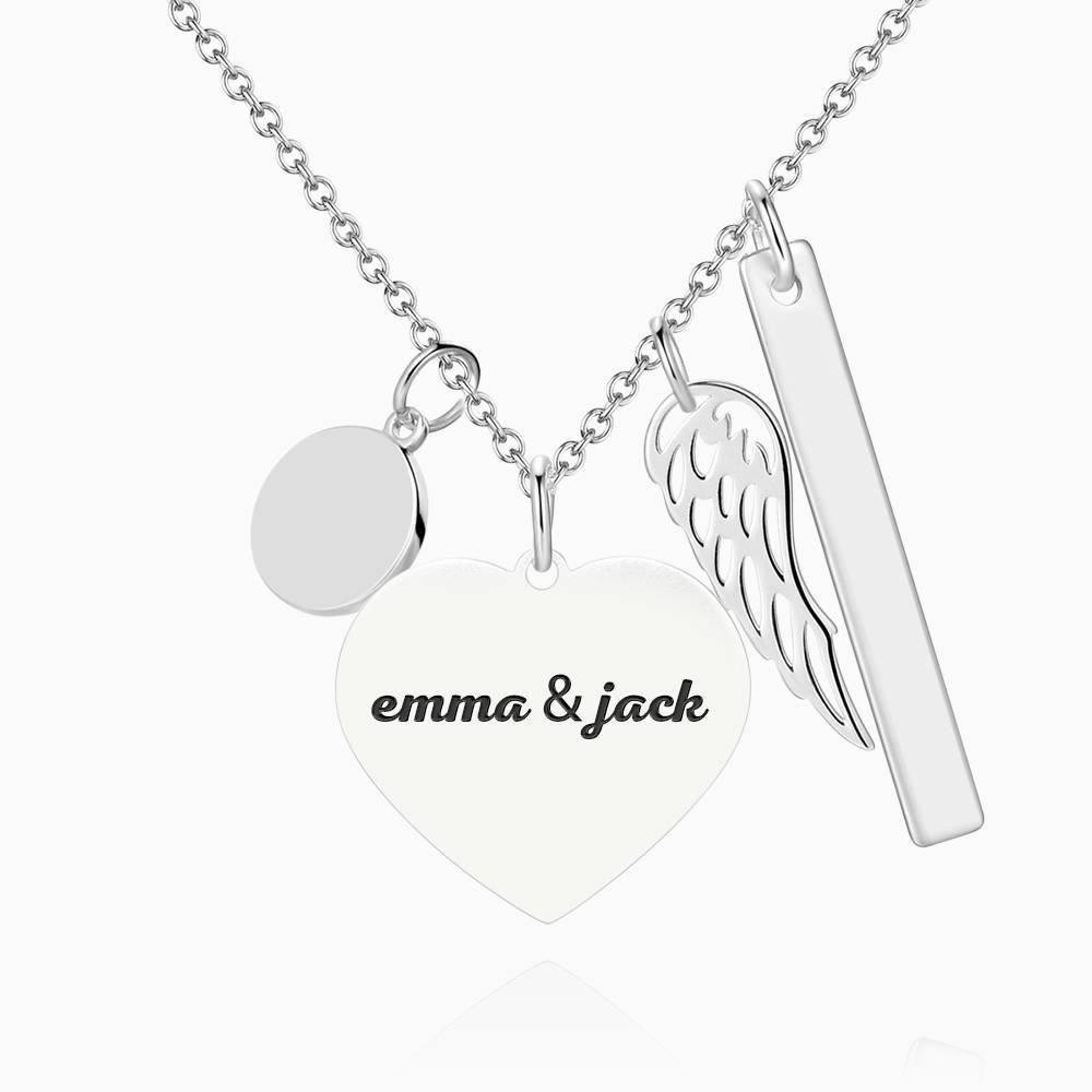 Women's Photo Engraved Tag Necklace with Engraving Silver