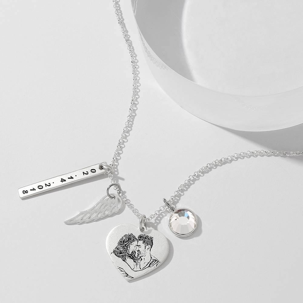 Women's Photo Engraved Tag Necklace with Engraving Silver