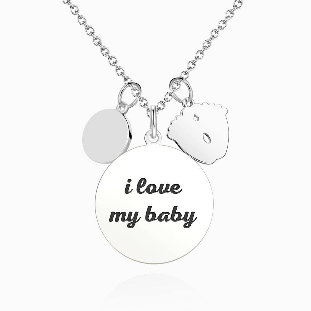 Women's Photo Engraved Tag Necklace with Engraving Silver