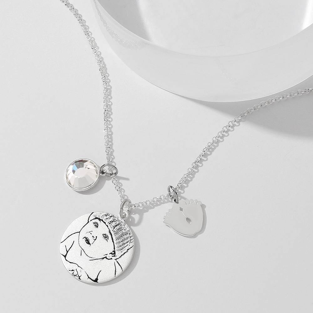Women's Photo Engraved Tag Necklace with Engraving Silver