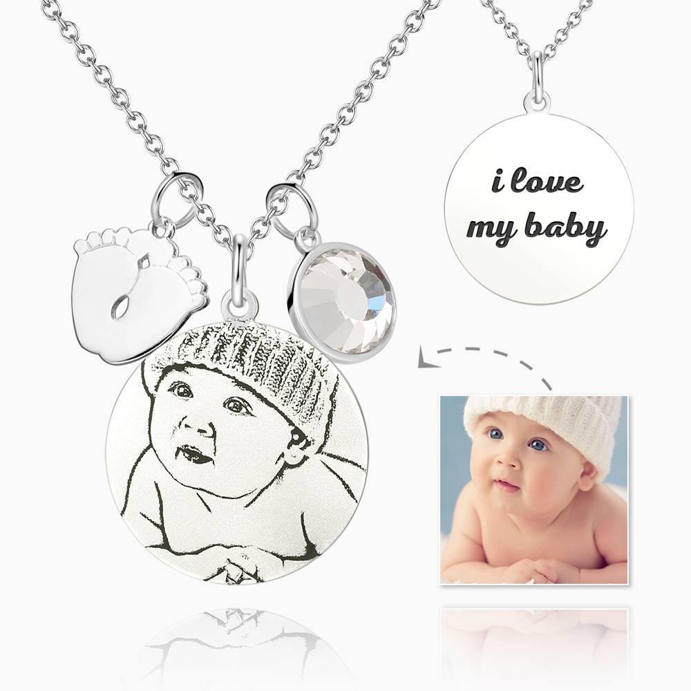 Women's Photo Engraved Tag Necklace with Engraving Silver