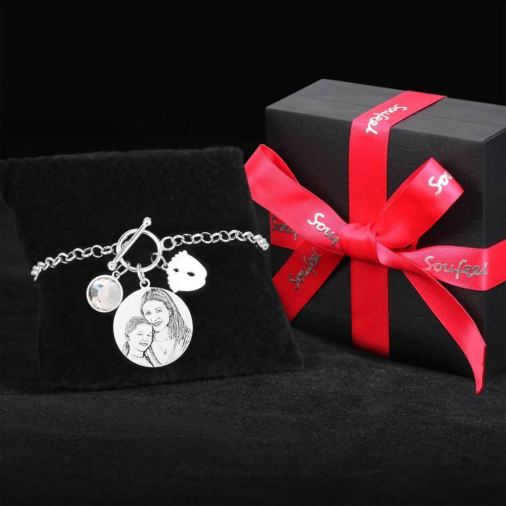 Women's Photo Engraved Tag Bracelet with Engraving Silver