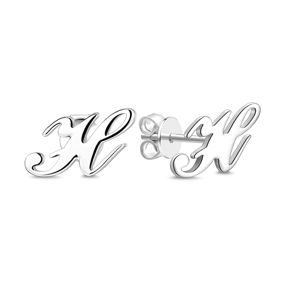 Initial Name Earrings Silver