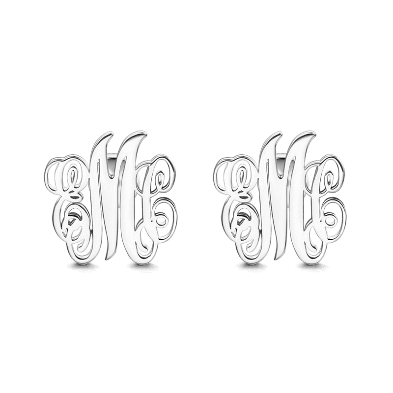 Monogram Earrings Rose Gold Plated Silver