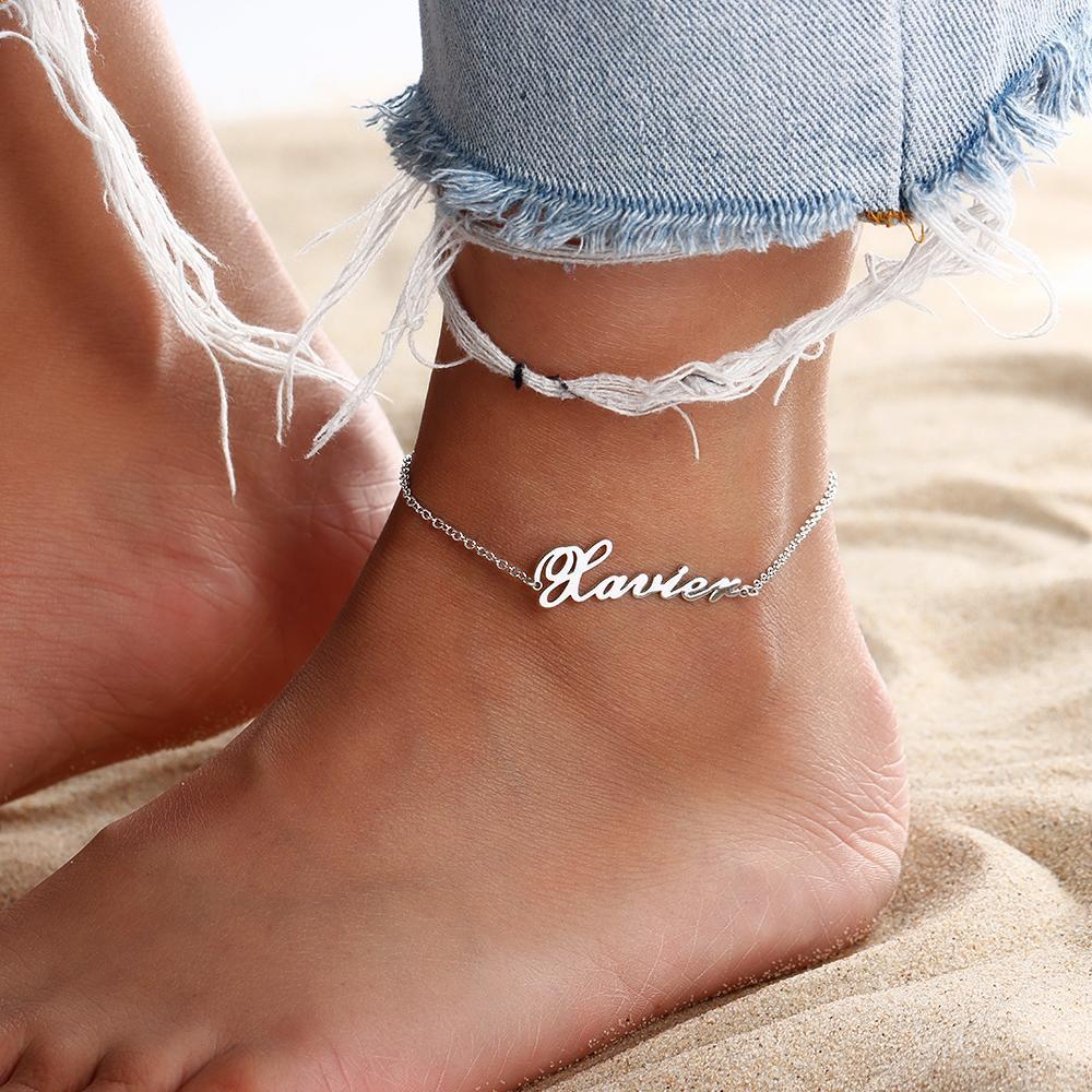 Personalized Name Anklet 14k Gold Plated - Golden