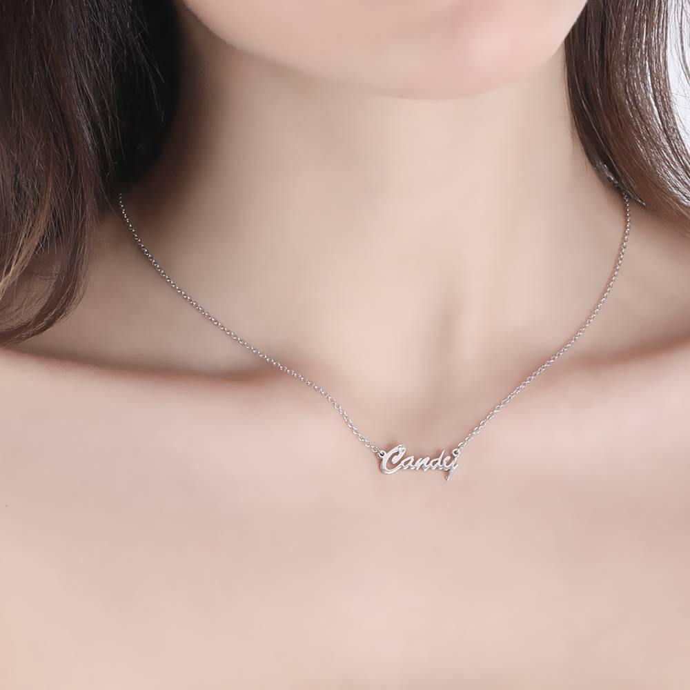 0.02ct Diamond Name Necklace Silver